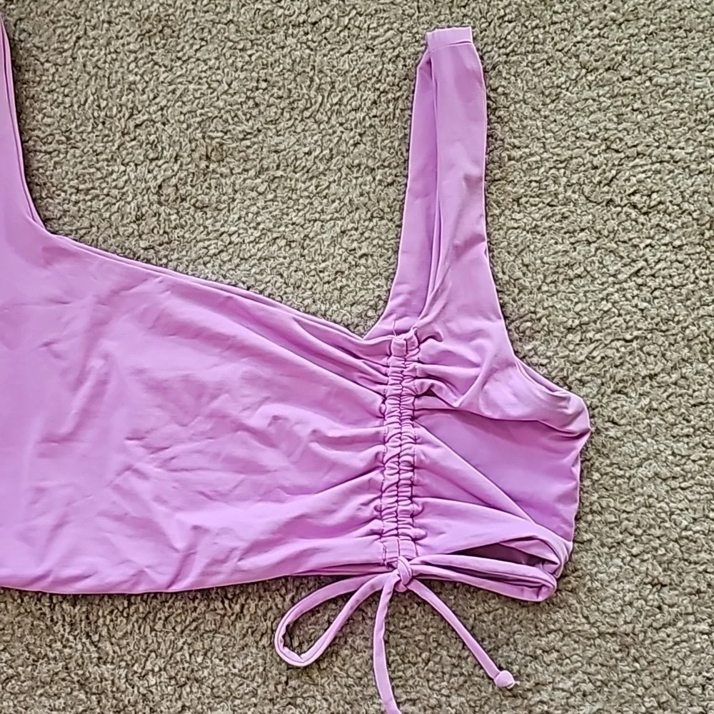 L Space Wilder Square Neck Bikini Top Lavender Extra Large